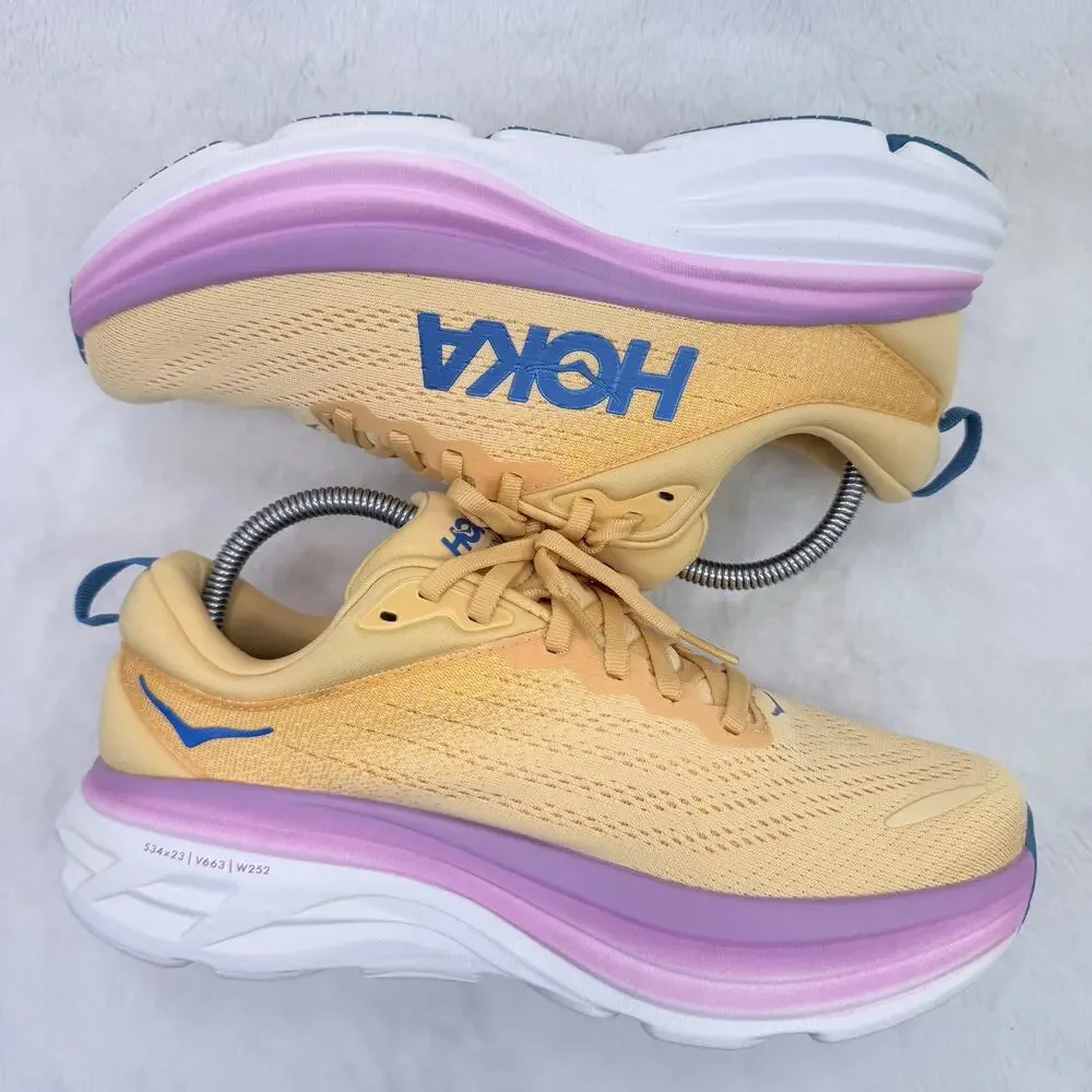 HOKA Bondi 8 Womens Running Shoes Impala Cyclamen Size 9 Cushioned Athletic Shoe